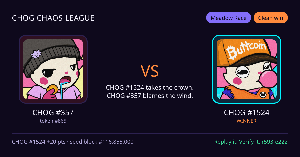 Highlight card: CHOG #357 versus CHOG #1524