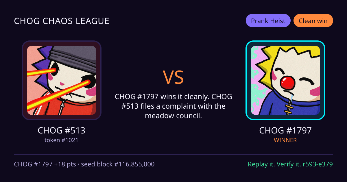 Highlight card: CHOG #513 versus CHOG #1797