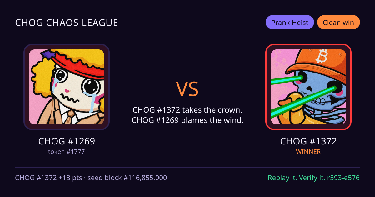 Highlight card: CHOG #1269 versus CHOG #1372