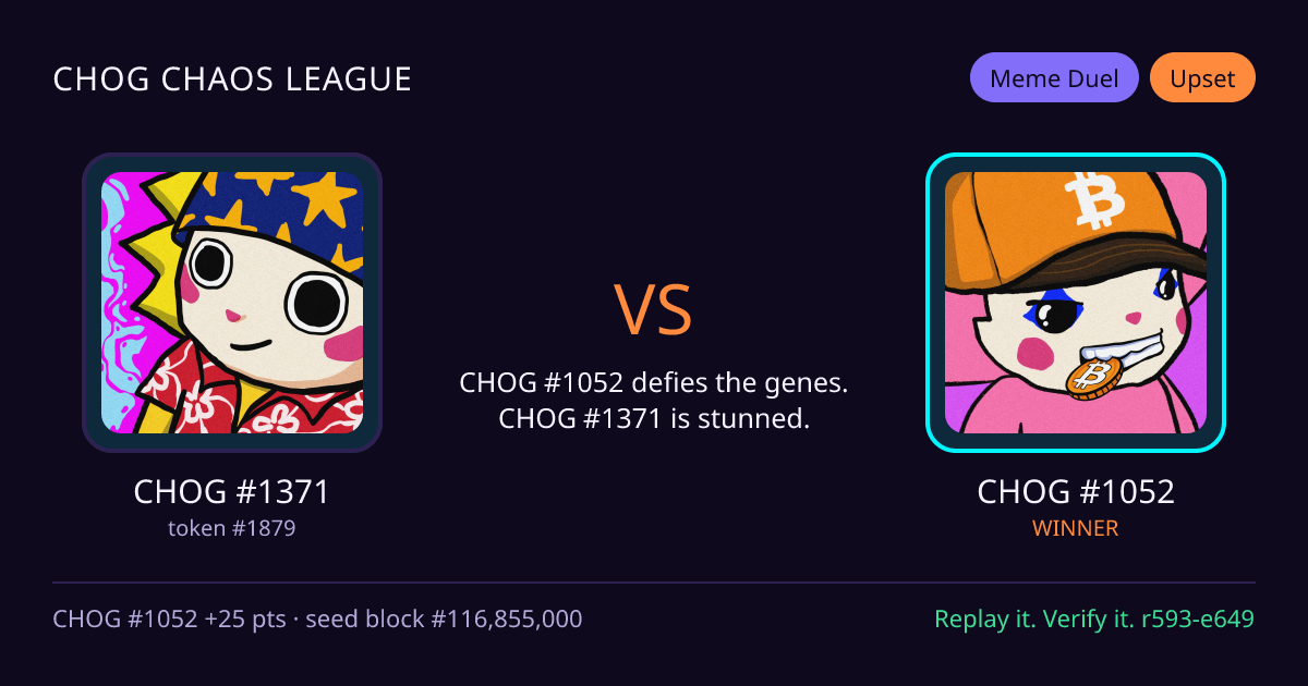 Highlight card: CHOG #1371 versus CHOG #1052