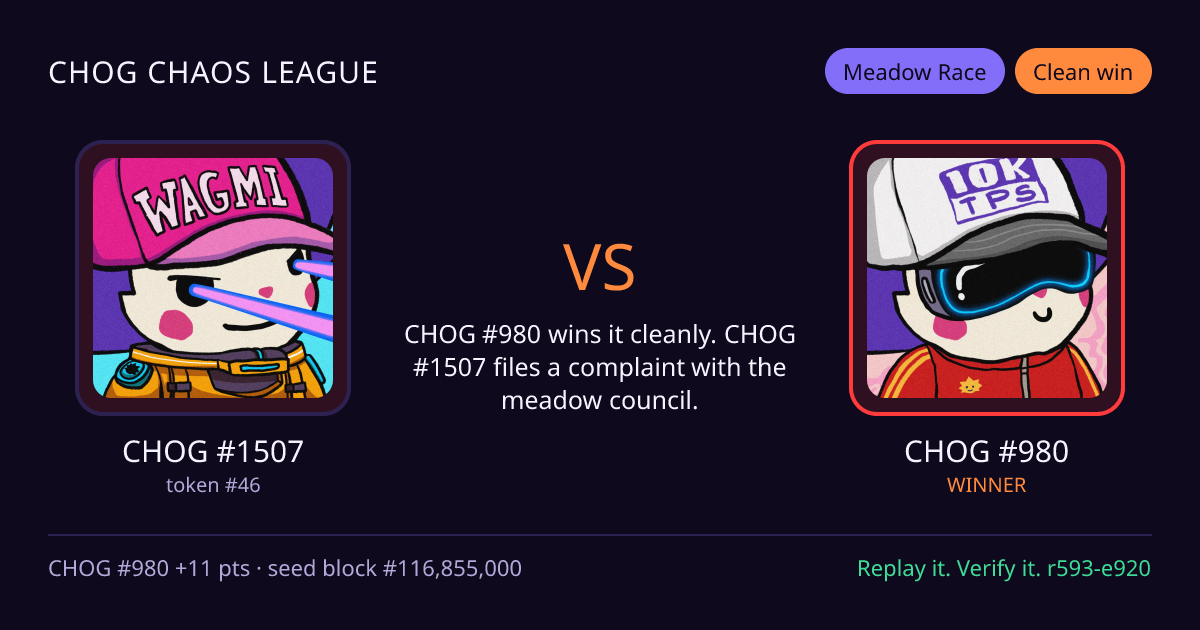 Highlight card: CHOG #1507 versus CHOG #980