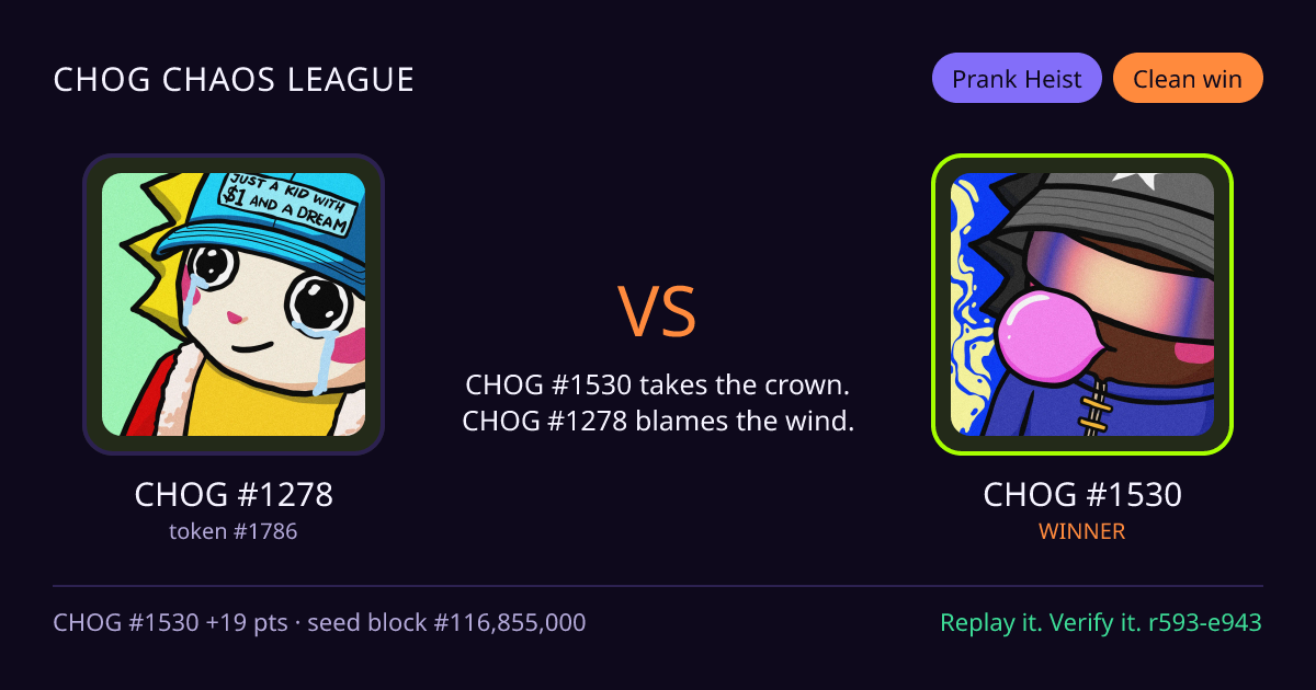 Highlight card: CHOG #1278 versus CHOG #1530