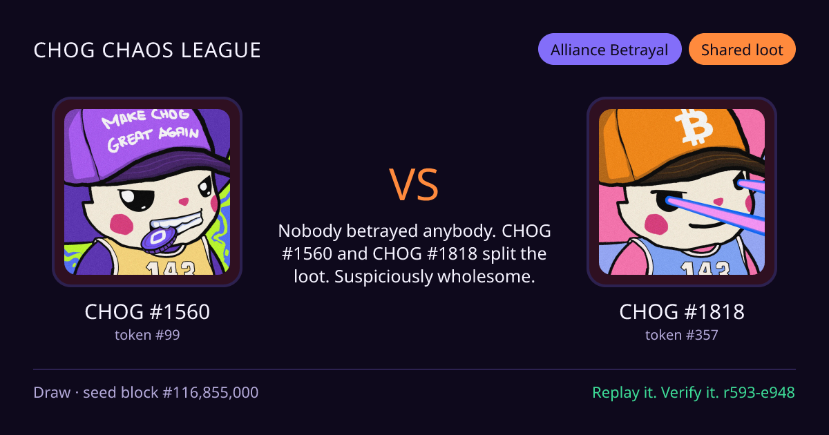 Highlight card: CHOG #1560 versus CHOG #1818