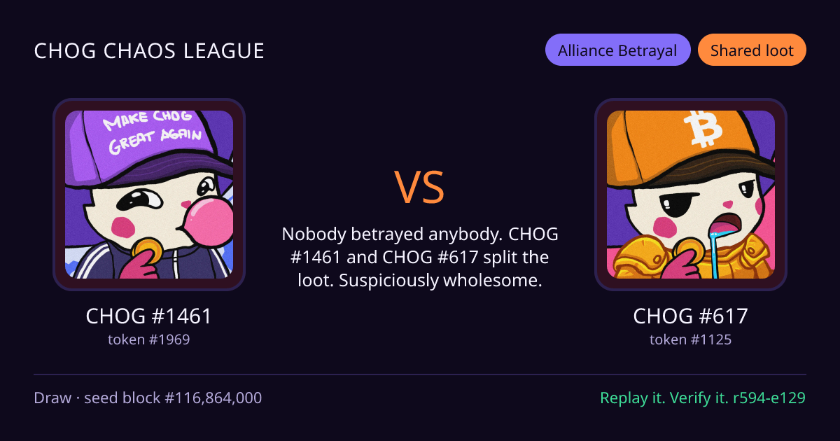 Highlight card: CHOG #1461 versus CHOG #617