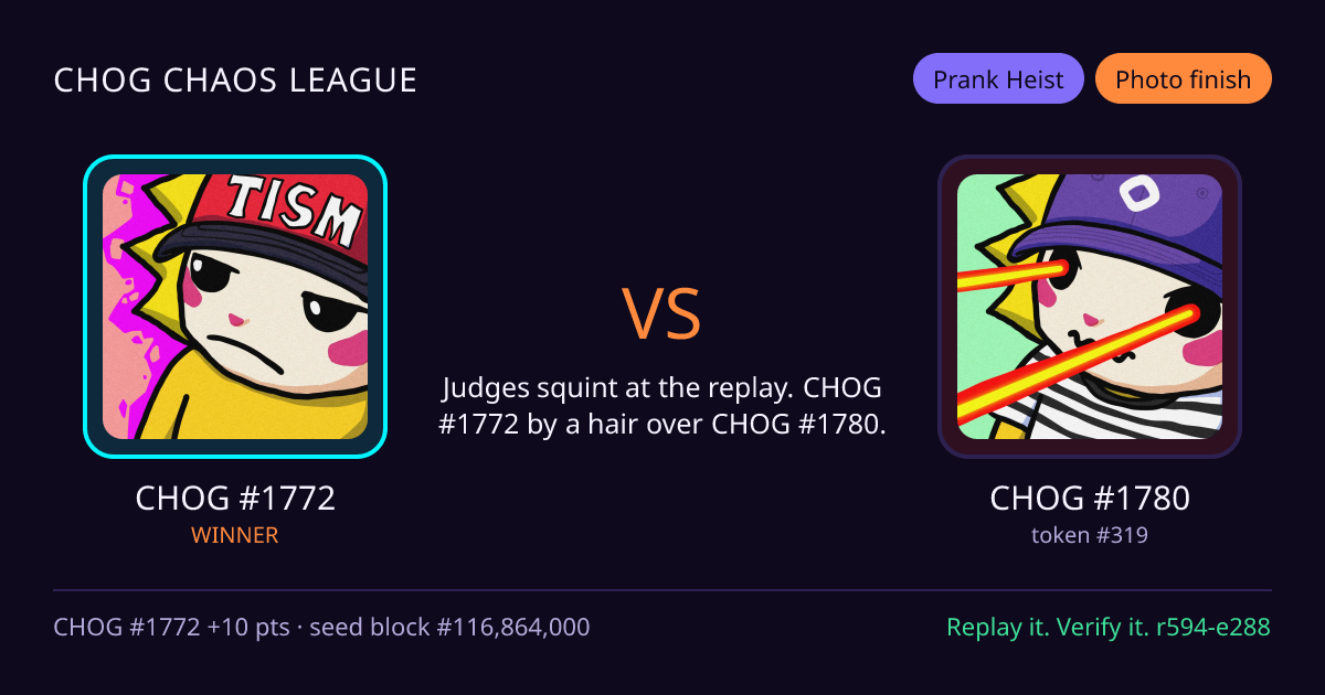 Highlight card: CHOG #1772 versus CHOG #1780