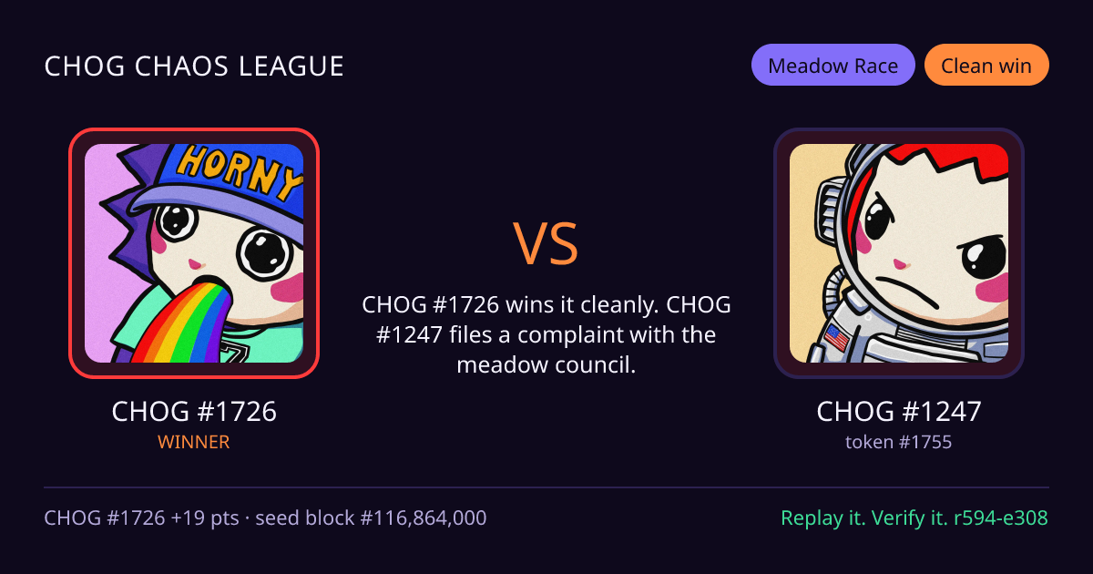 Highlight card: CHOG #1726 versus CHOG #1247