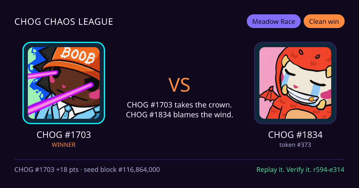 Highlight card: CHOG #1703 versus CHOG #1834