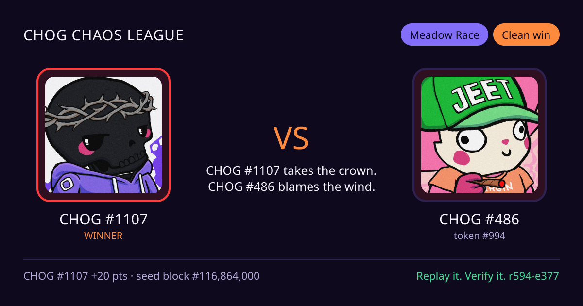 Highlight card: CHOG #1107 versus CHOG #486