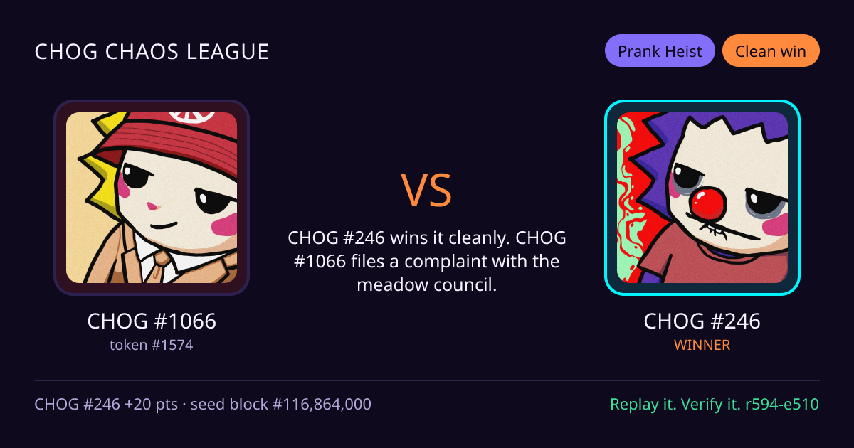 Highlight card: CHOG #1066 versus CHOG #246