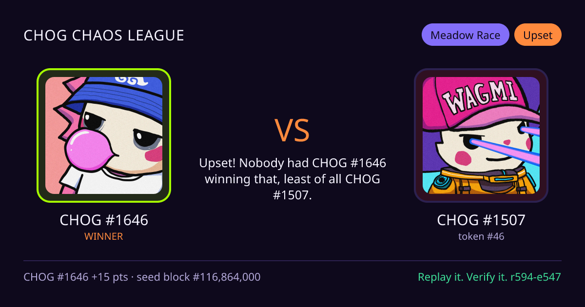 Highlight card: CHOG #1646 versus CHOG #1507