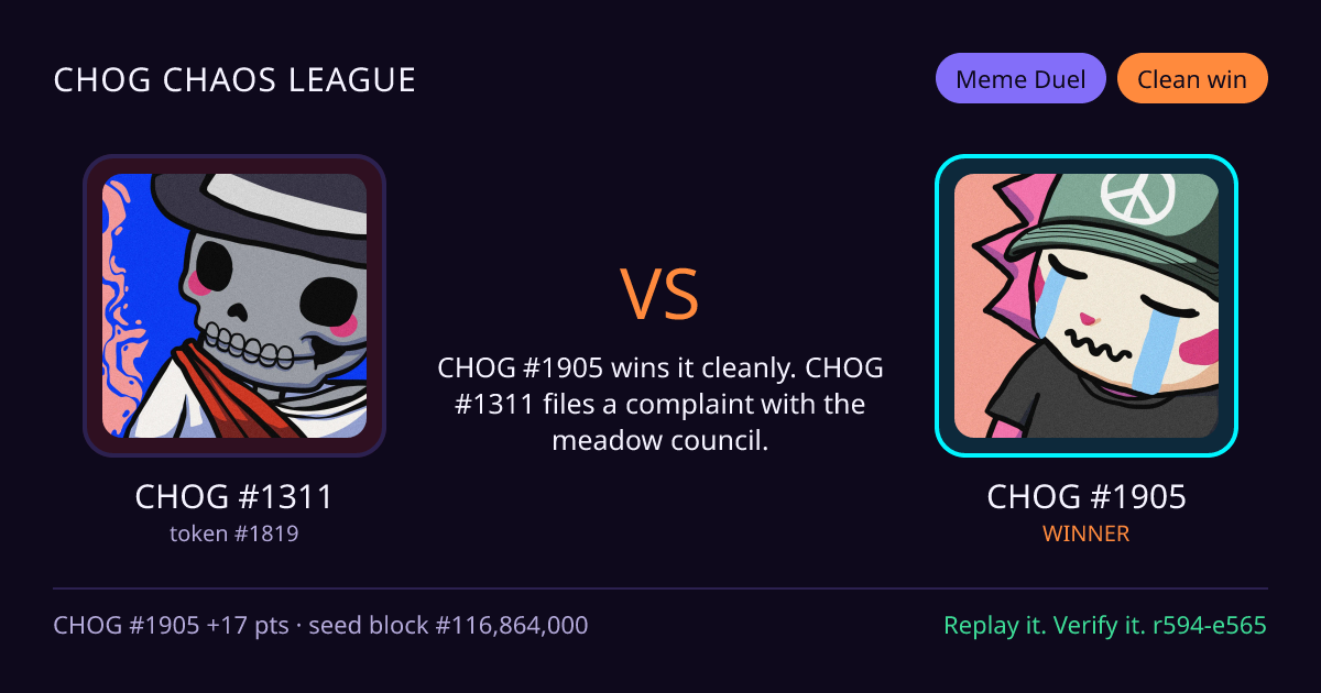 Highlight card: CHOG #1311 versus CHOG #1905