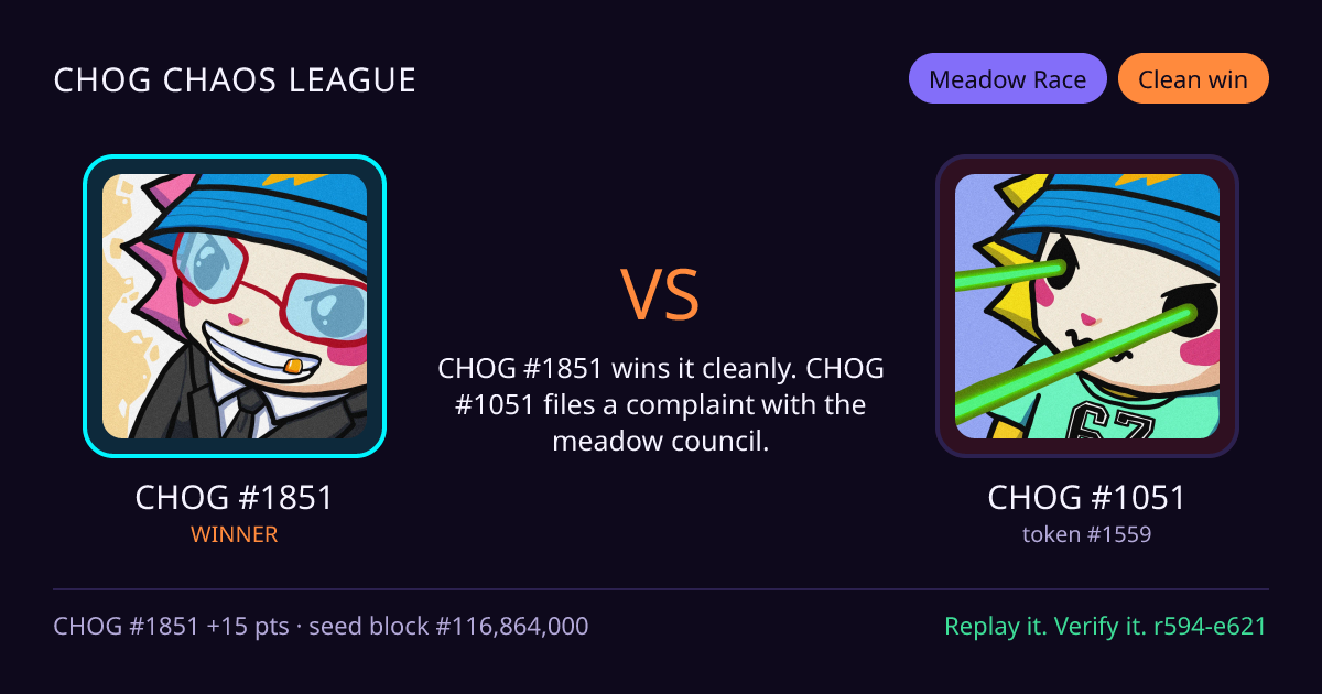 Highlight card: CHOG #1851 versus CHOG #1051