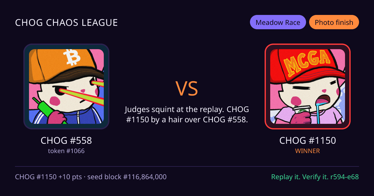 Highlight card: CHOG #558 versus CHOG #1150