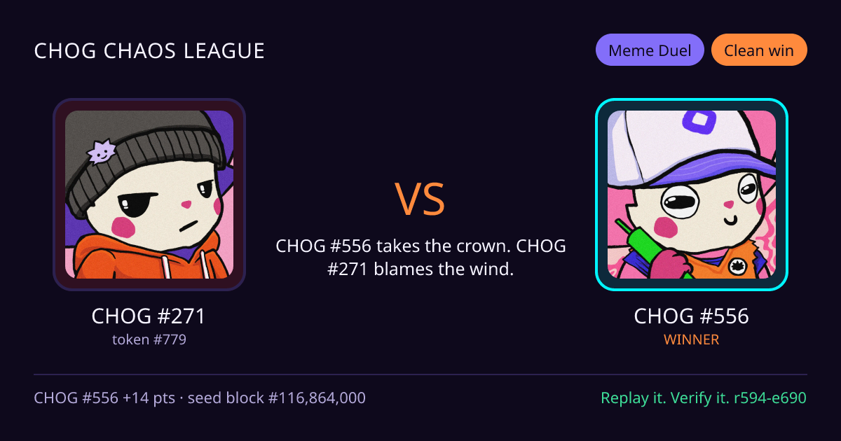 Highlight card: CHOG #271 versus CHOG #556