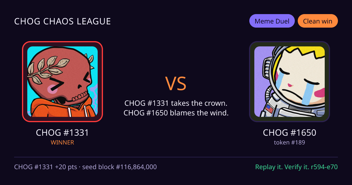 Highlight card: CHOG #1331 versus CHOG #1650