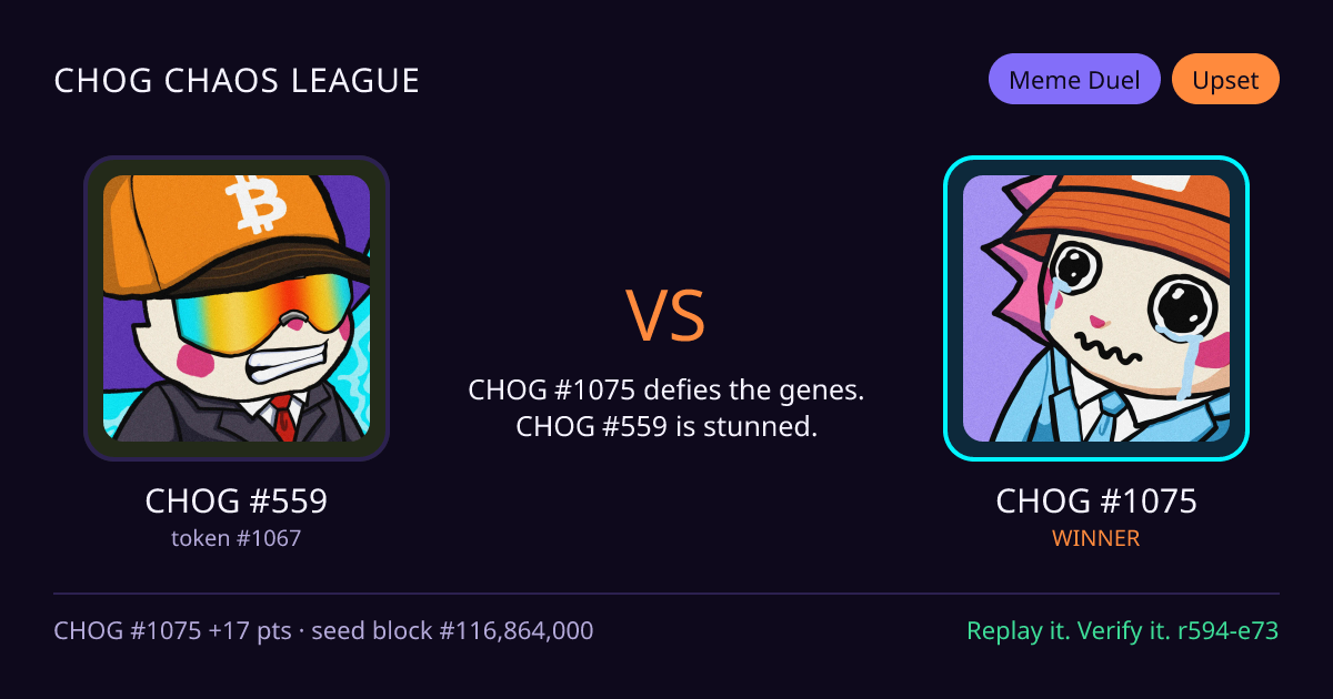 Highlight card: CHOG #559 versus CHOG #1075
