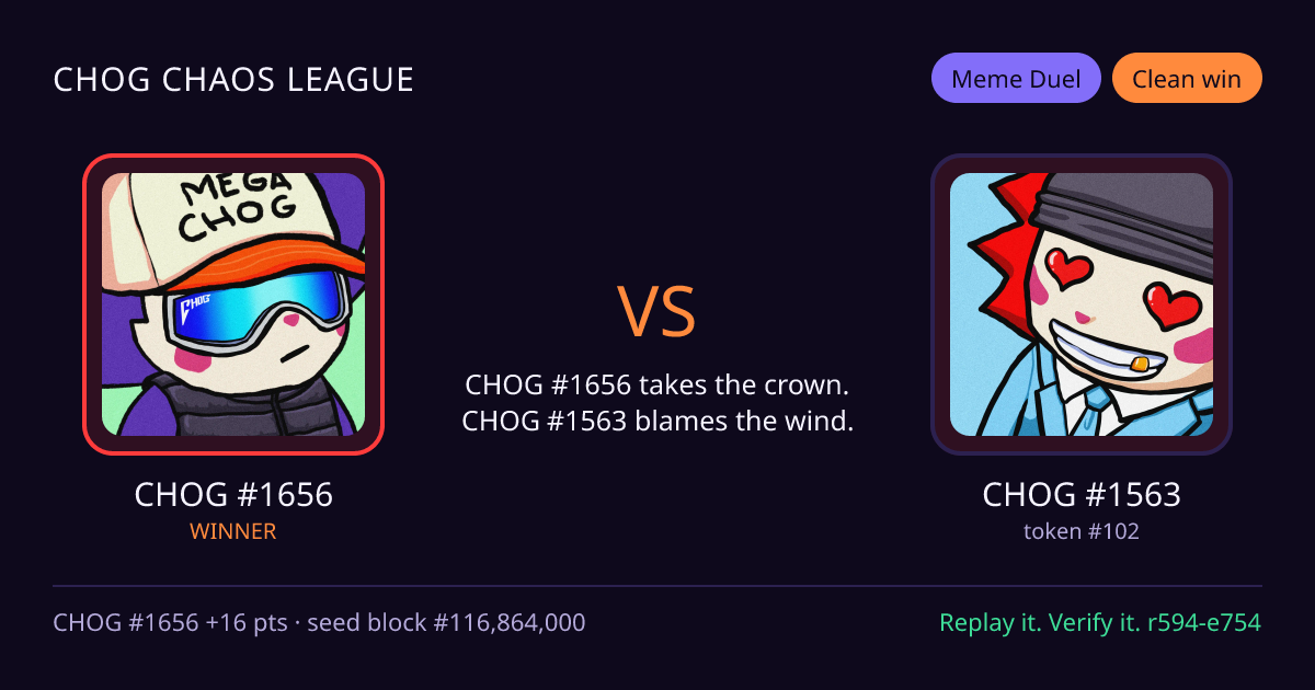 Highlight card: CHOG #1656 versus CHOG #1563