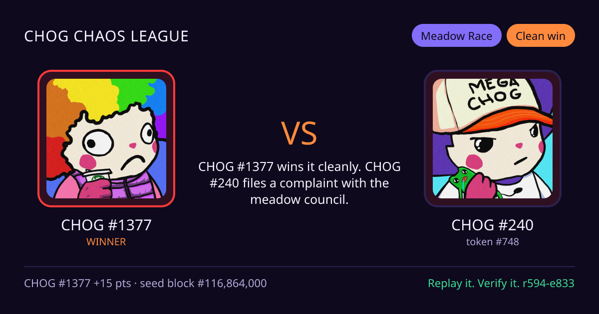 Highlight card: CHOG #1377 versus CHOG #240