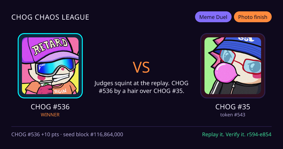 Highlight card: CHOG #536 versus CHOG #35