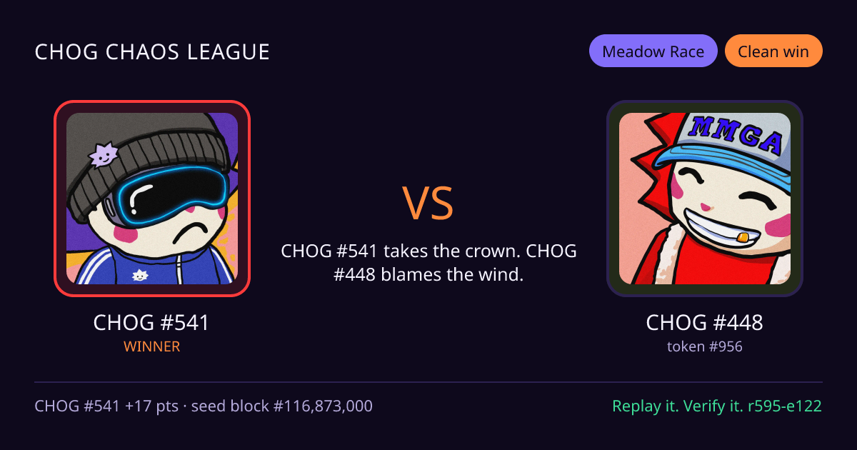 Highlight card: CHOG #541 versus CHOG #448