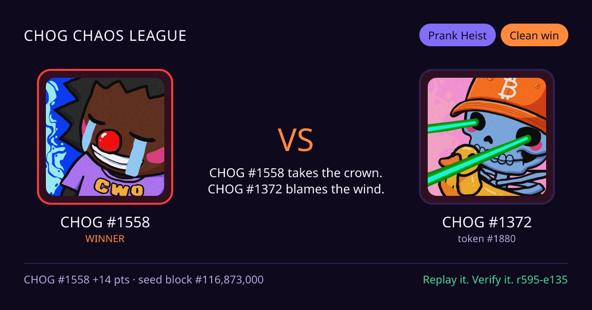 Highlight card: CHOG #1558 versus CHOG #1372