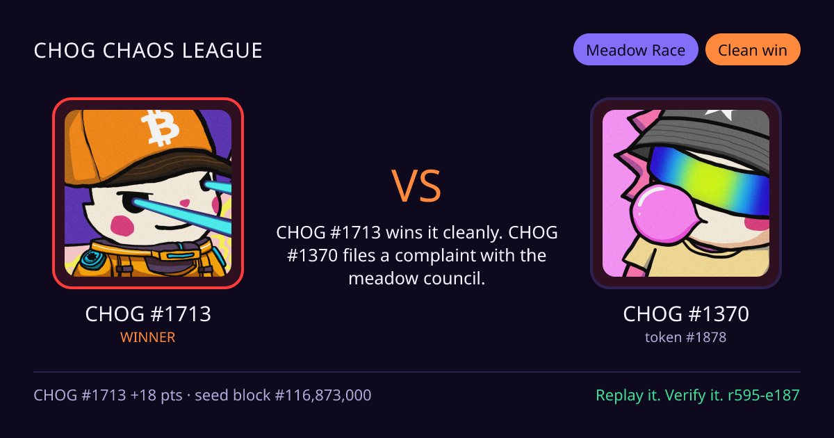 Highlight card: CHOG #1713 versus CHOG #1370