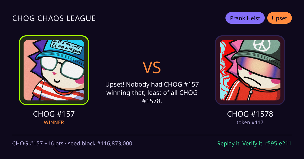 Highlight card: CHOG #157 versus CHOG #1578