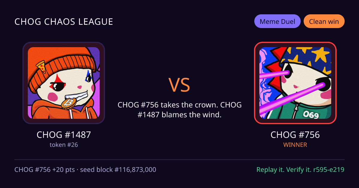 Highlight card: CHOG #1487 versus CHOG #756