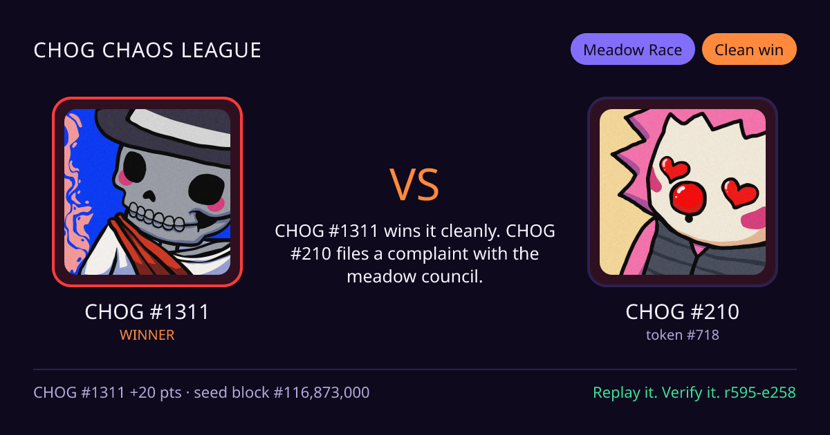 Highlight card: CHOG #1311 versus CHOG #210