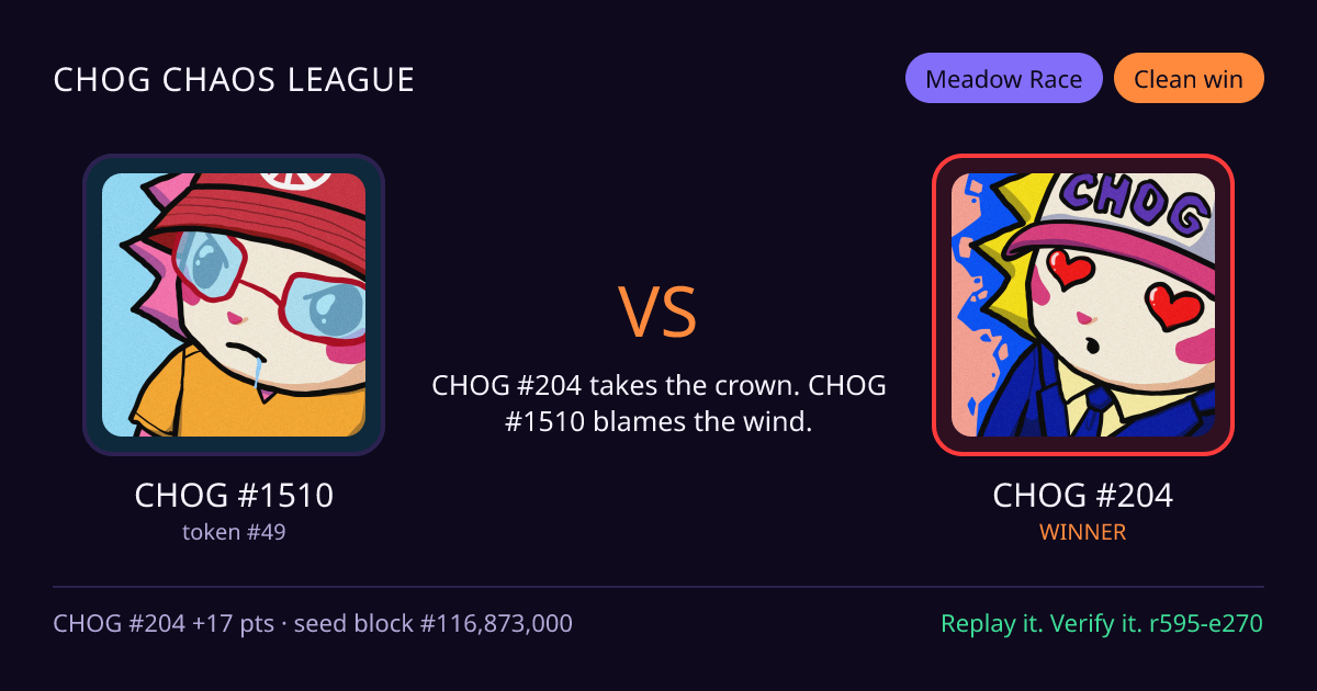 Highlight card: CHOG #1510 versus CHOG #204