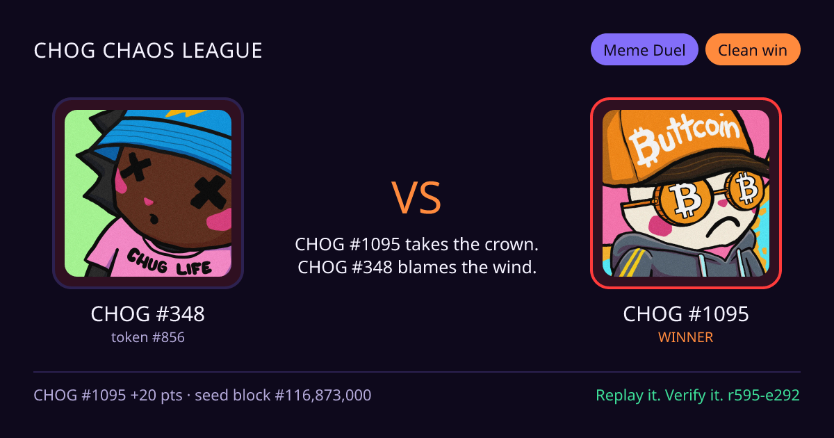 Highlight card: CHOG #348 versus CHOG #1095