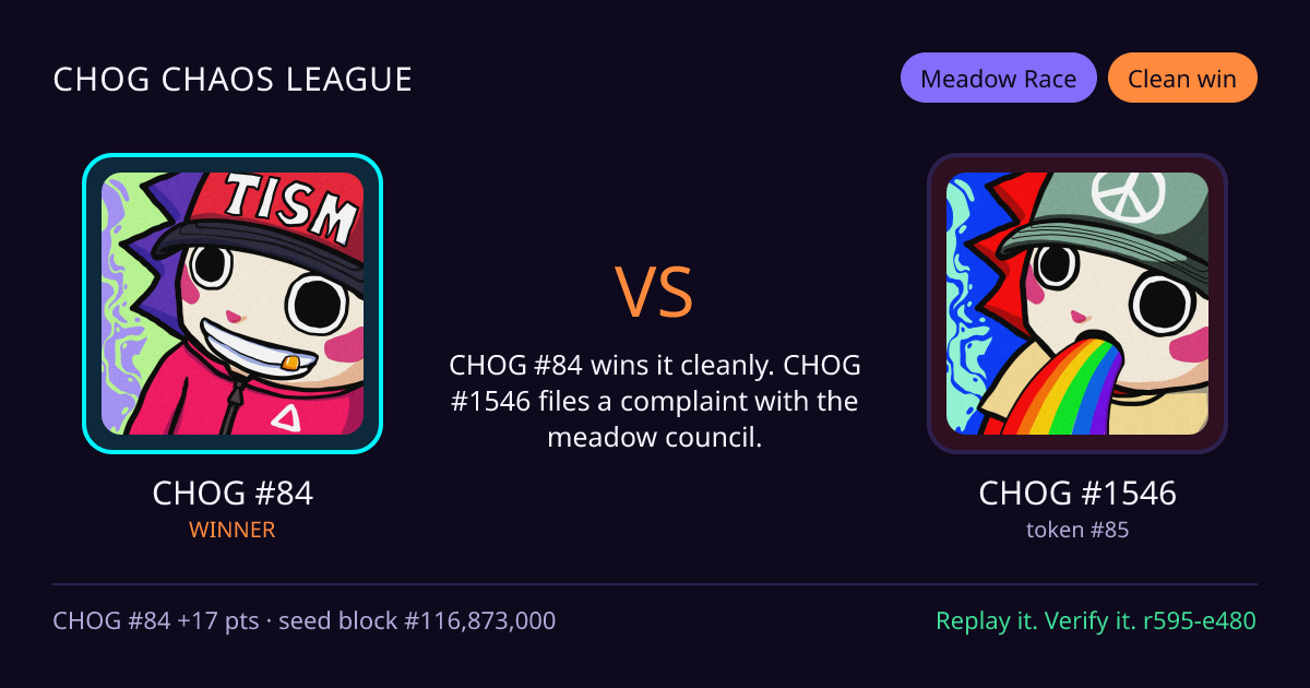 Highlight card: CHOG #84 versus CHOG #1546