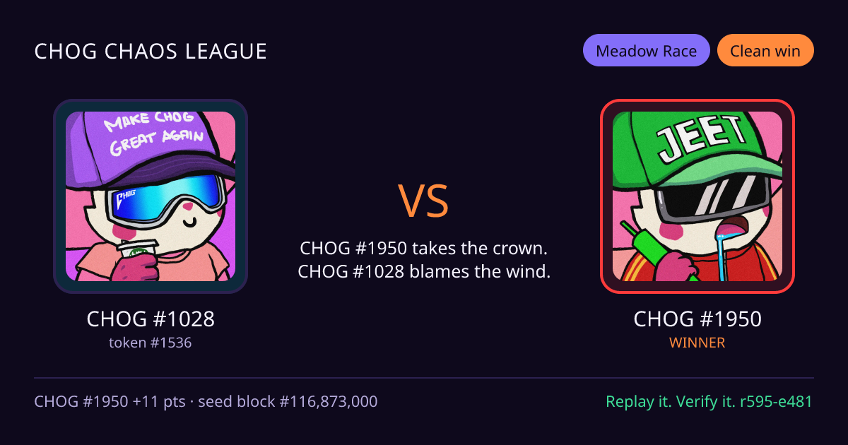 Highlight card: CHOG #1028 versus CHOG #1950
