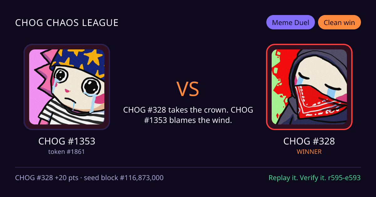 Highlight card: CHOG #1353 versus CHOG #328