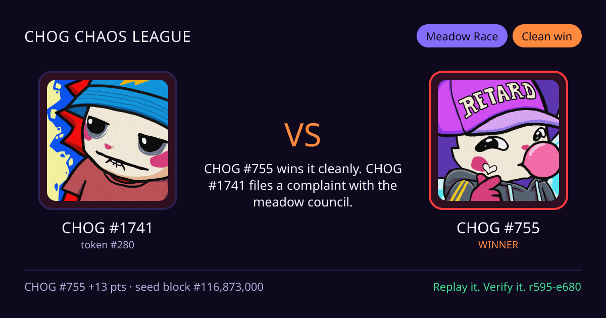 Highlight card: CHOG #1741 versus CHOG #755