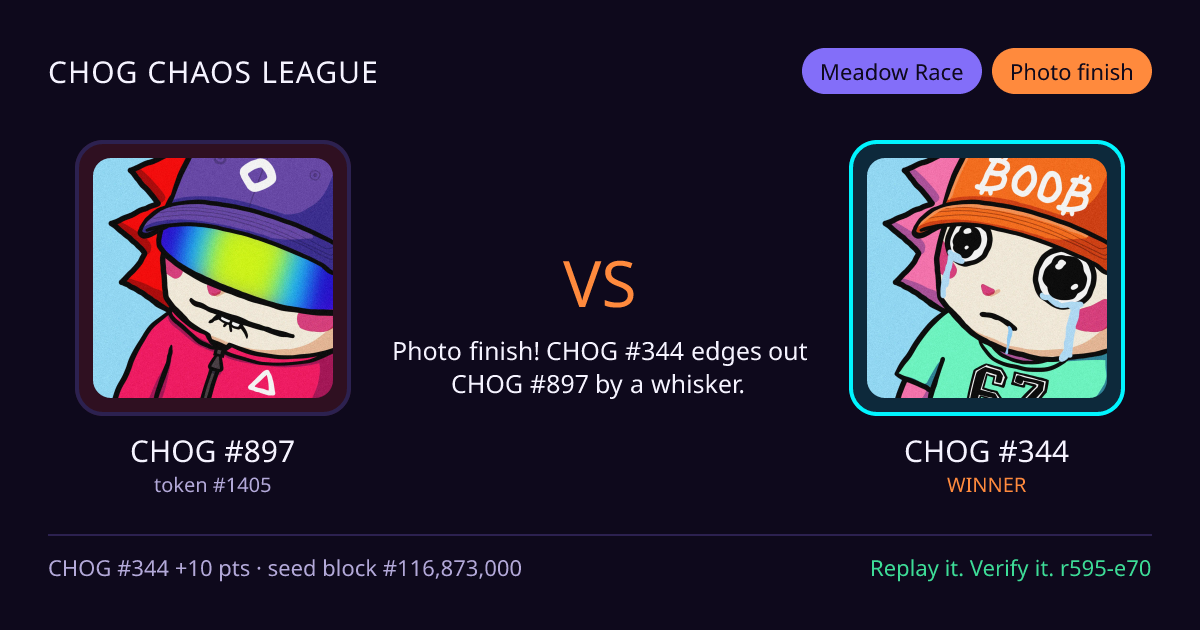 Highlight card: CHOG #897 versus CHOG #344