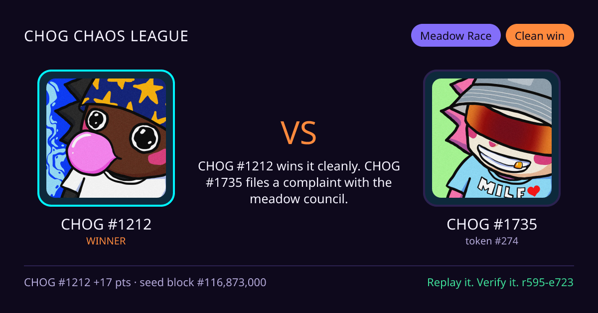 Highlight card: CHOG #1212 versus CHOG #1735