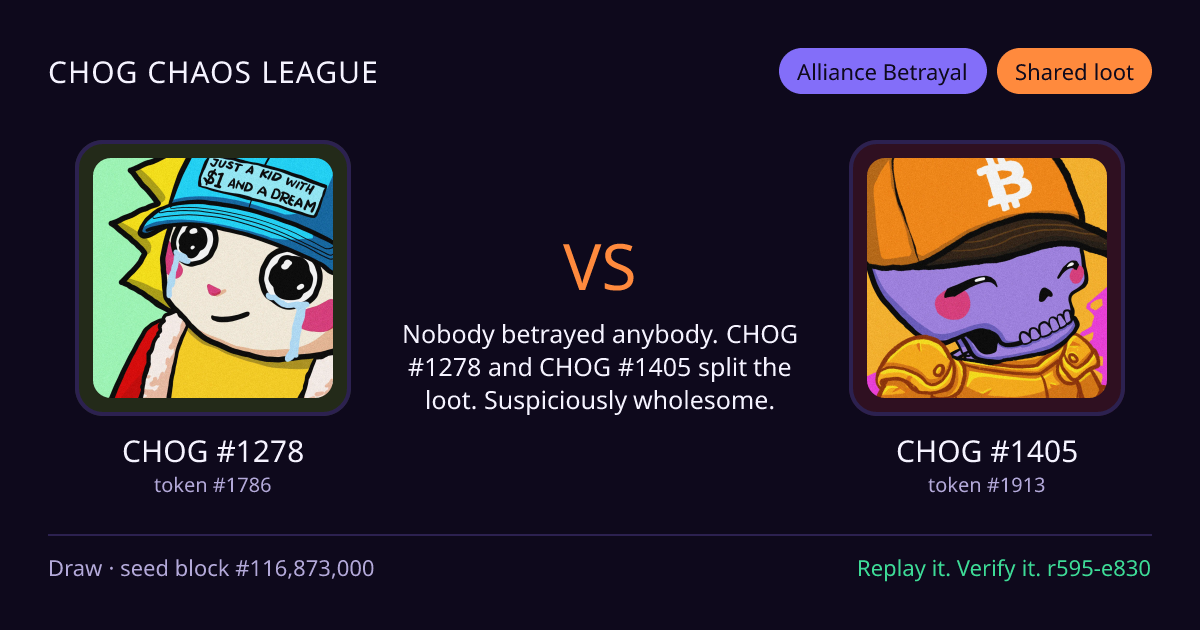 Highlight card: CHOG #1278 versus CHOG #1405