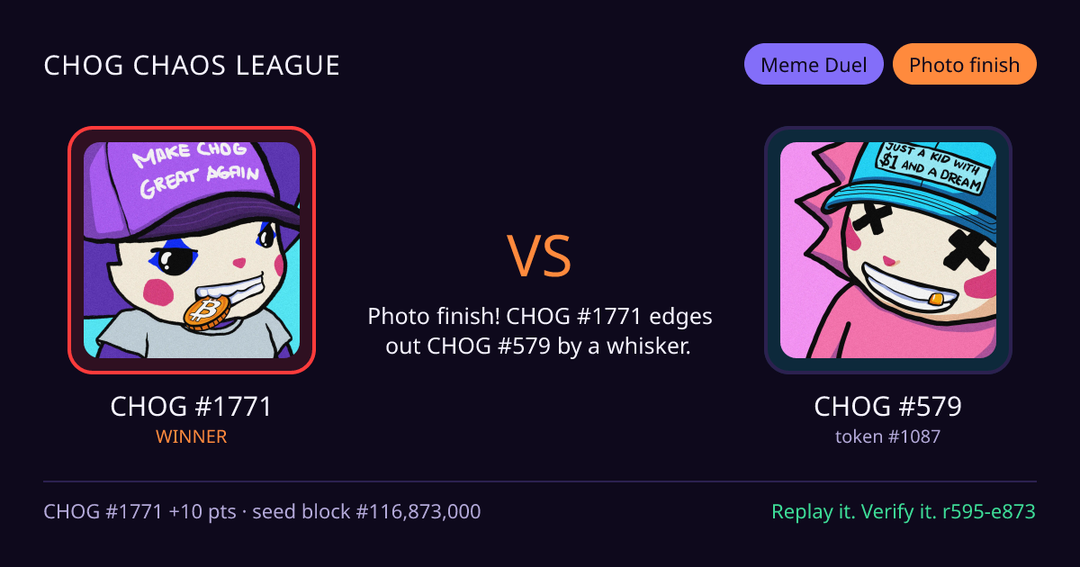 Highlight card: CHOG #1771 versus CHOG #579