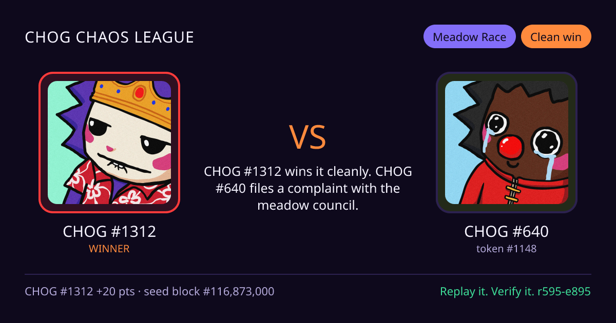 Highlight card: CHOG #1312 versus CHOG #640