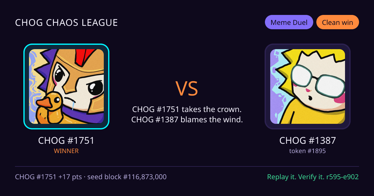 Highlight card: CHOG #1751 versus CHOG #1387