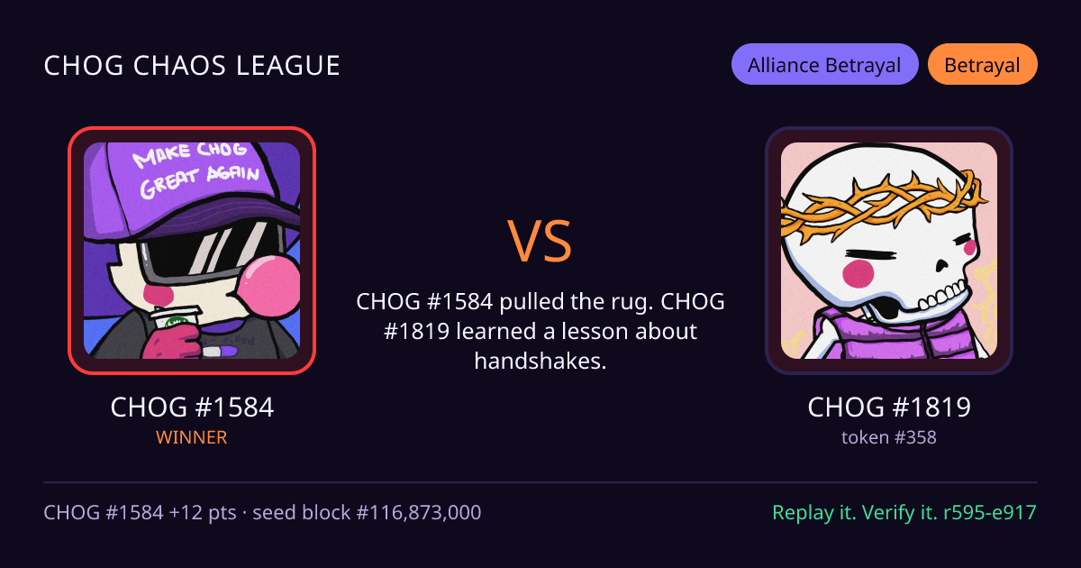 Highlight card: CHOG #1584 versus CHOG #1819