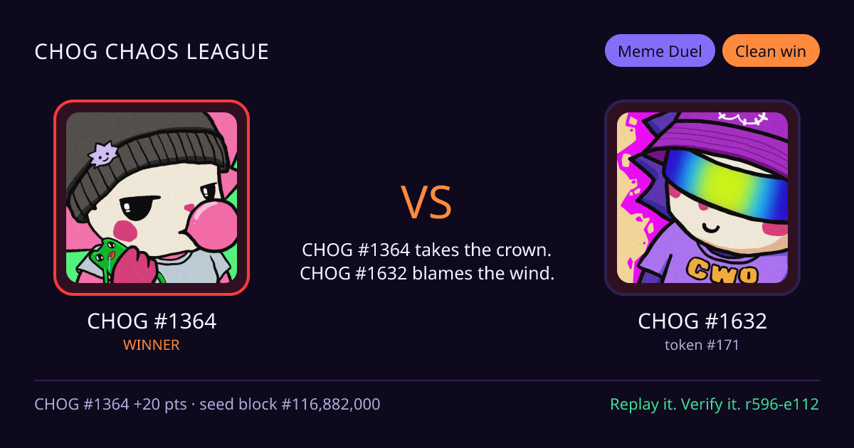 Highlight card: CHOG #1364 versus CHOG #1632
