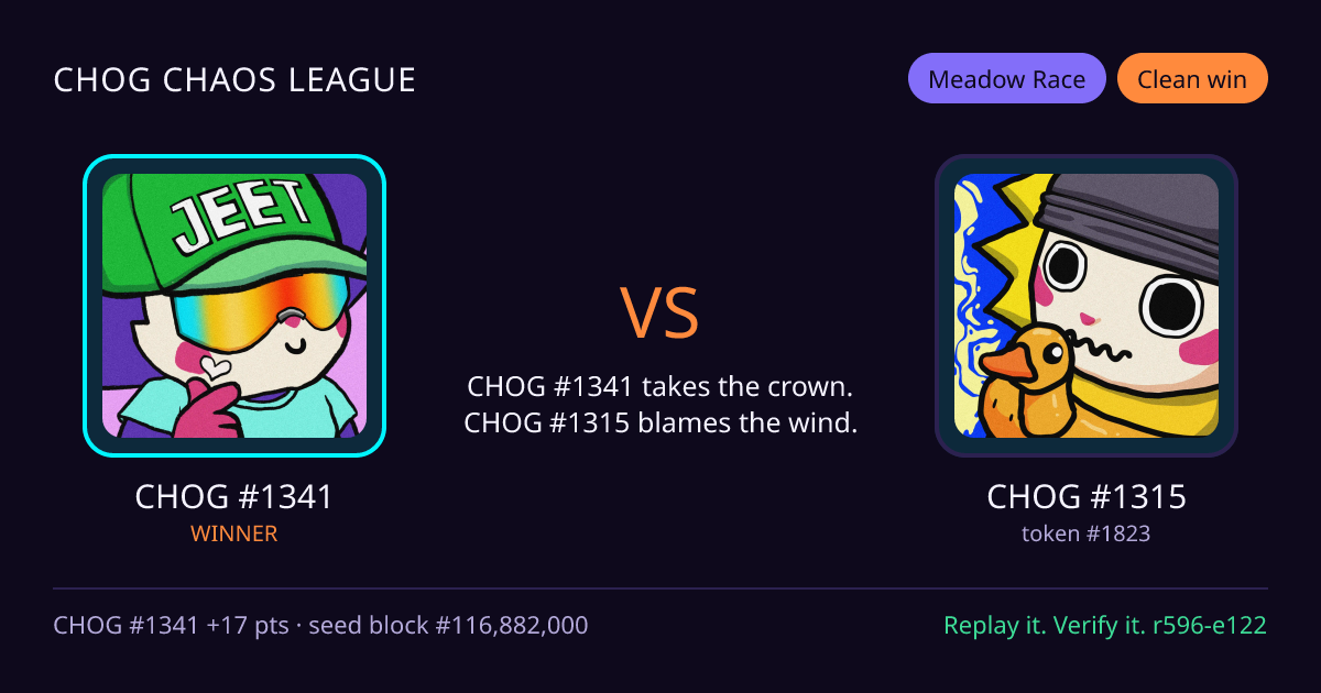 Highlight card: CHOG #1341 versus CHOG #1315