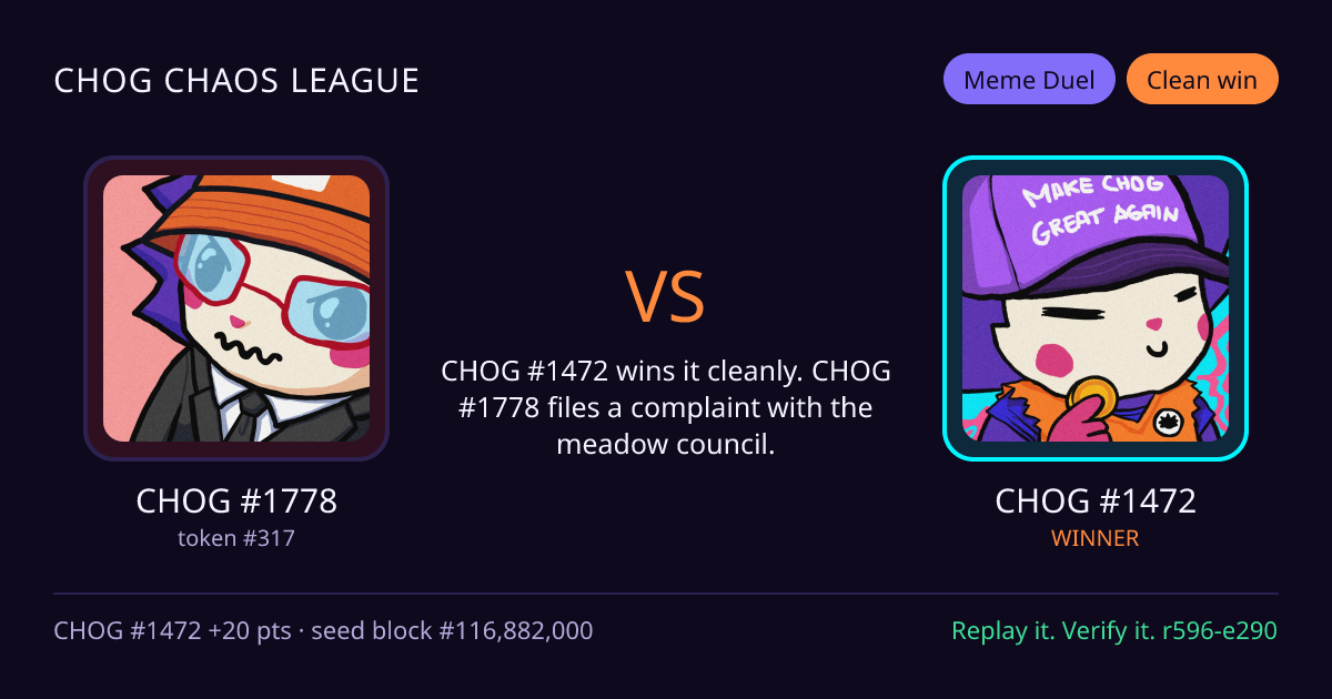 Highlight card: CHOG #1778 versus CHOG #1472