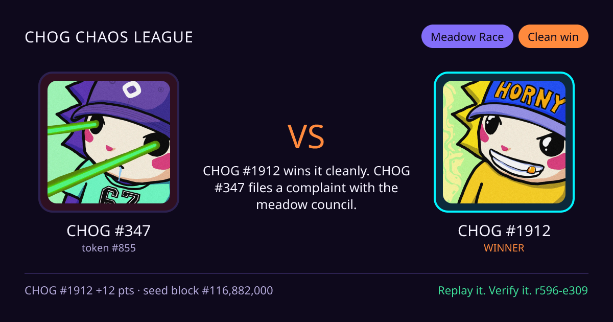 Highlight card: CHOG #347 versus CHOG #1912