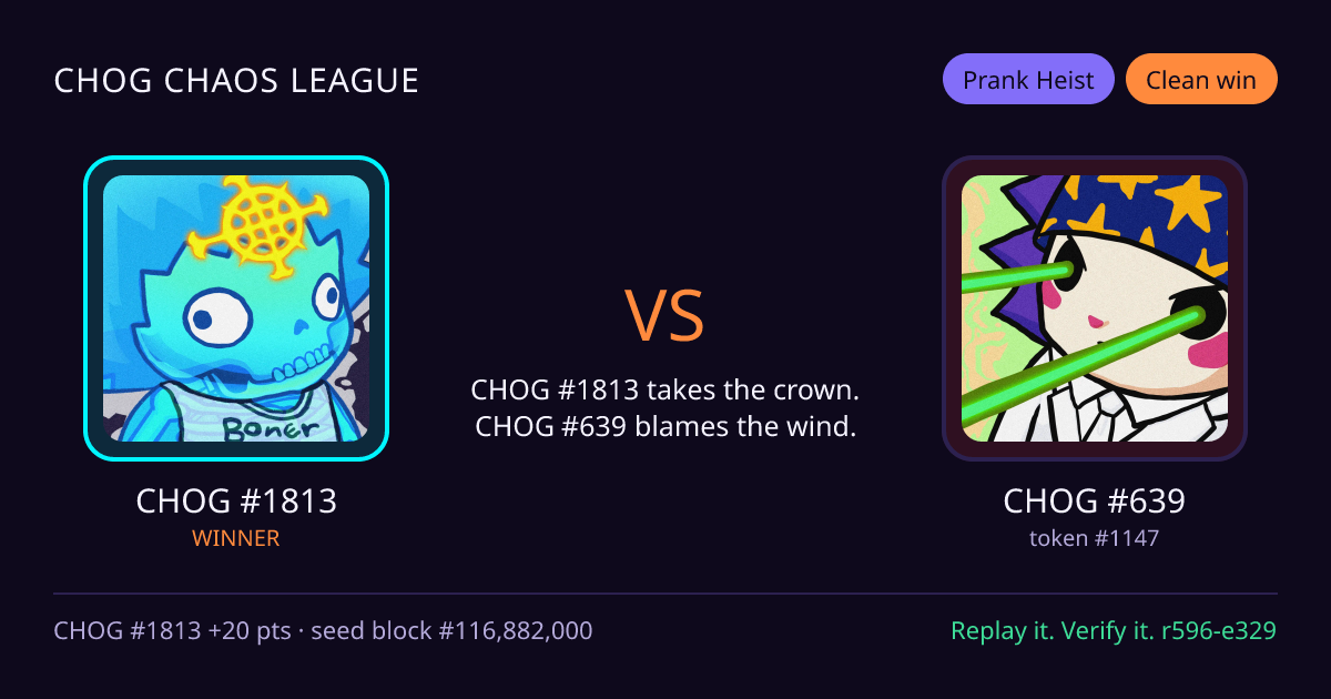Highlight card: CHOG #1813 versus CHOG #639