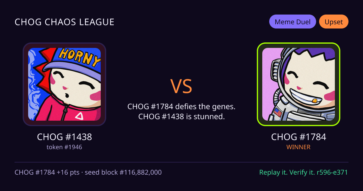 Highlight card: CHOG #1438 versus CHOG #1784