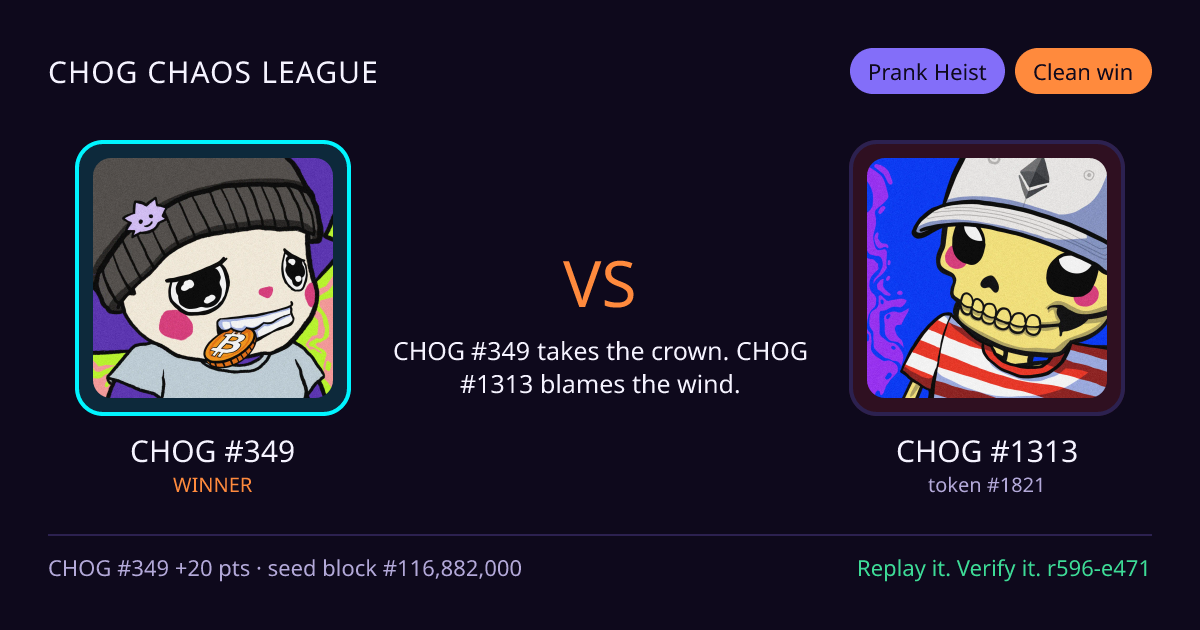 Highlight card: CHOG #349 versus CHOG #1313