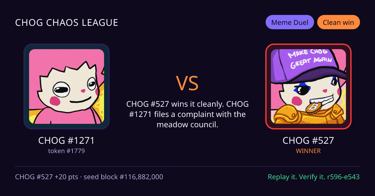 Highlight card: CHOG #1271 versus CHOG #527